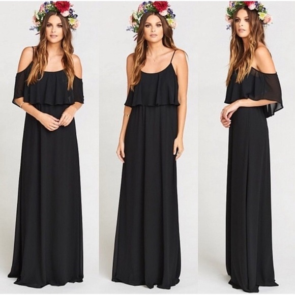 Show Me Your MuMu Caitlin Ruffle Maxi Dress Black XS - Picture 1 of 12